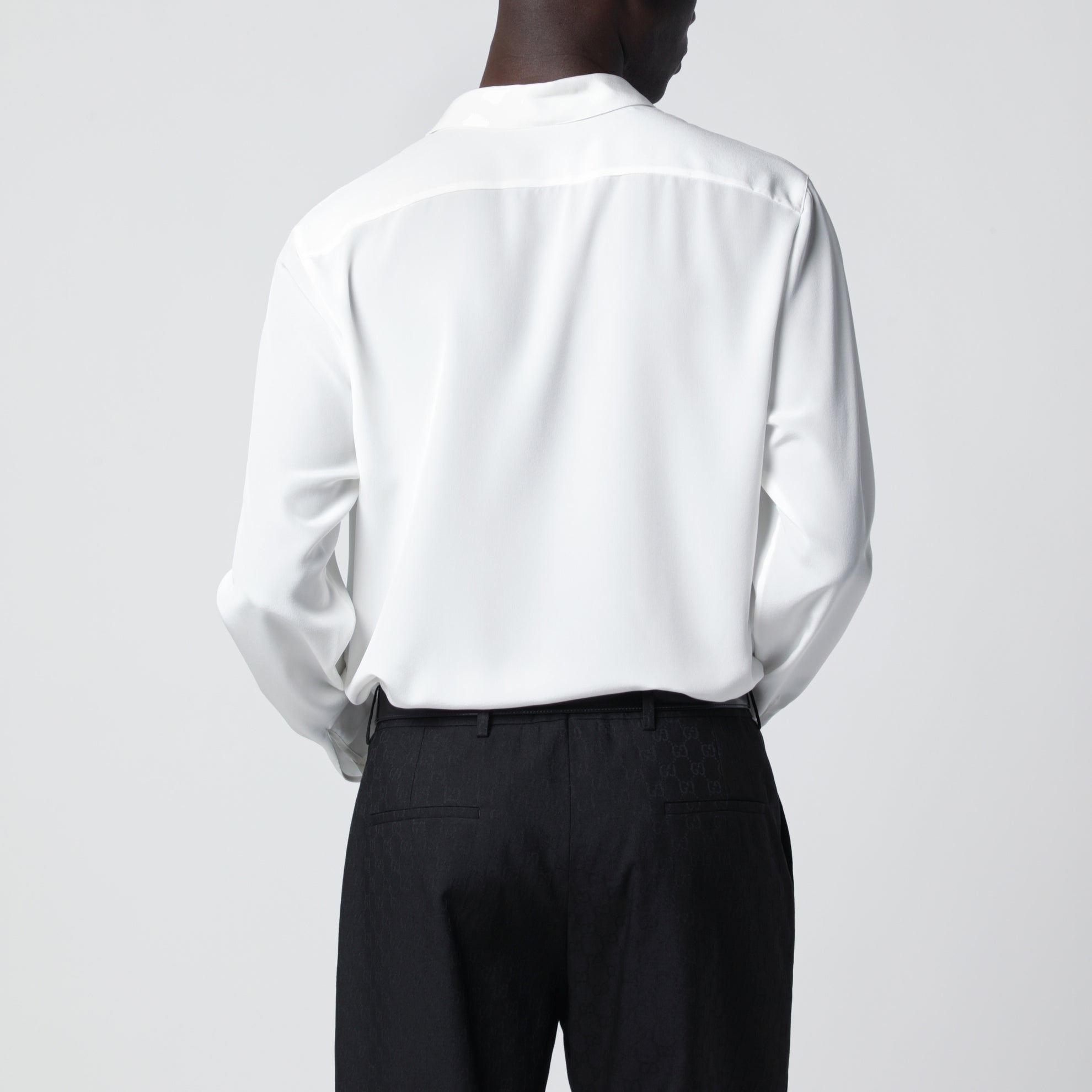 Camicia bianca in crêpe de Chine di seta