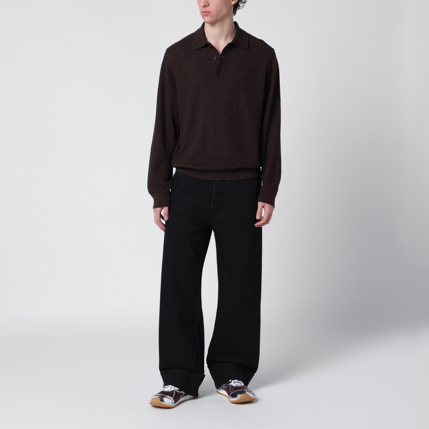 Jeans mit Umschlag in verblasstem Schwarz