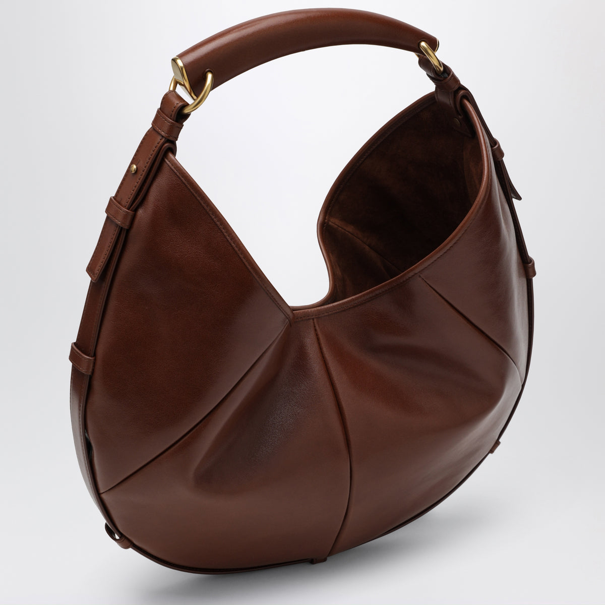 Borsa hobo Mombasa media in pelle di vitello marrone