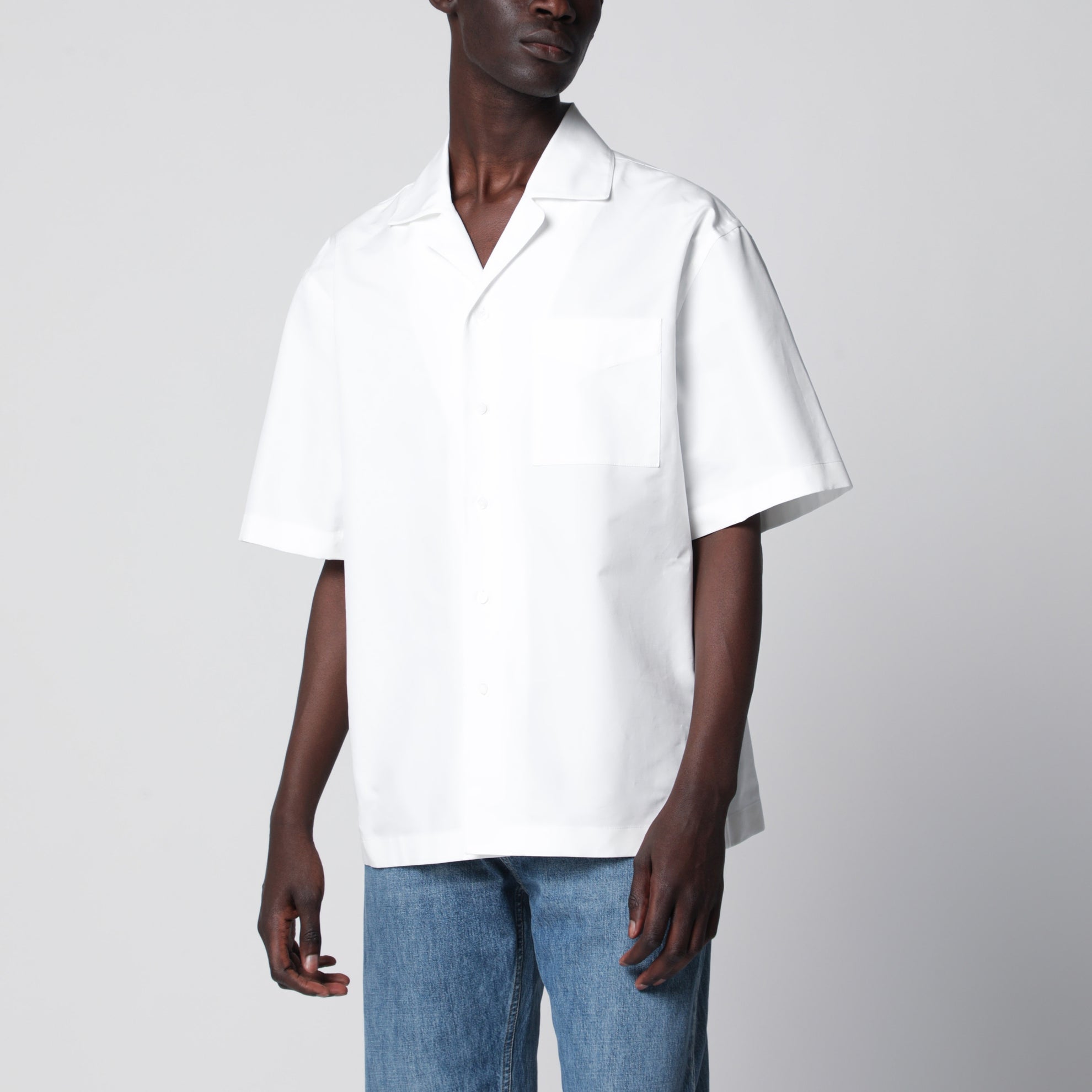 Camicia bowling bianca in cotone