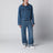 Giacca in denim indaco con colletto in Intrecciato