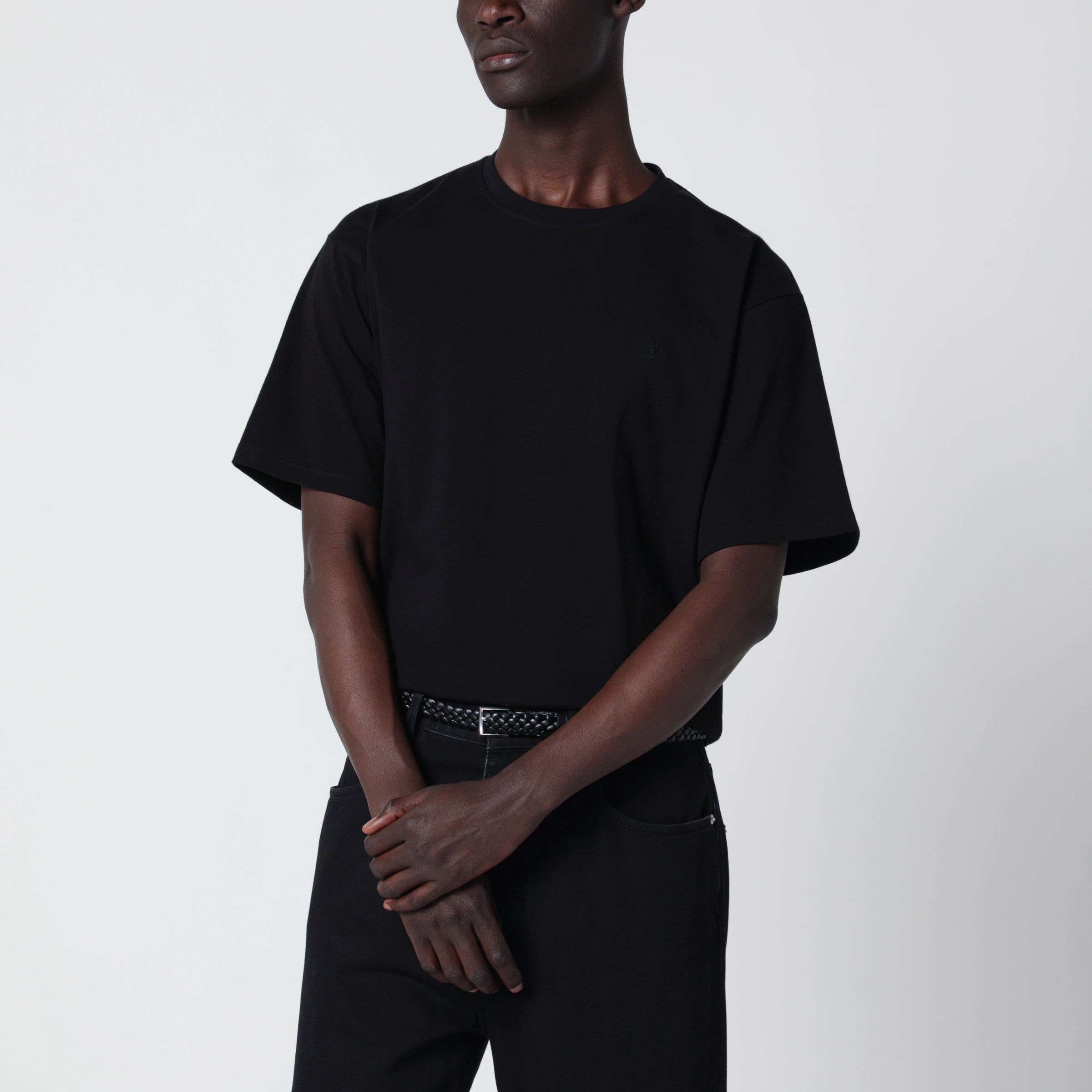 Saint Laurent Black Oversized Cotton T-Shirt With Cassandre Logo