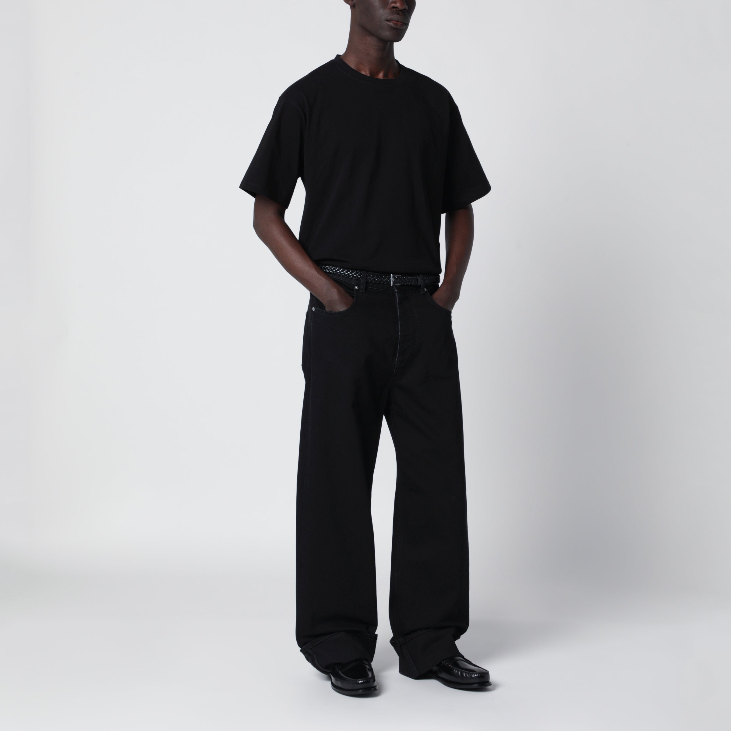 Saint Laurent Black Oversized Cotton T-Shirt With Cassandre Logo