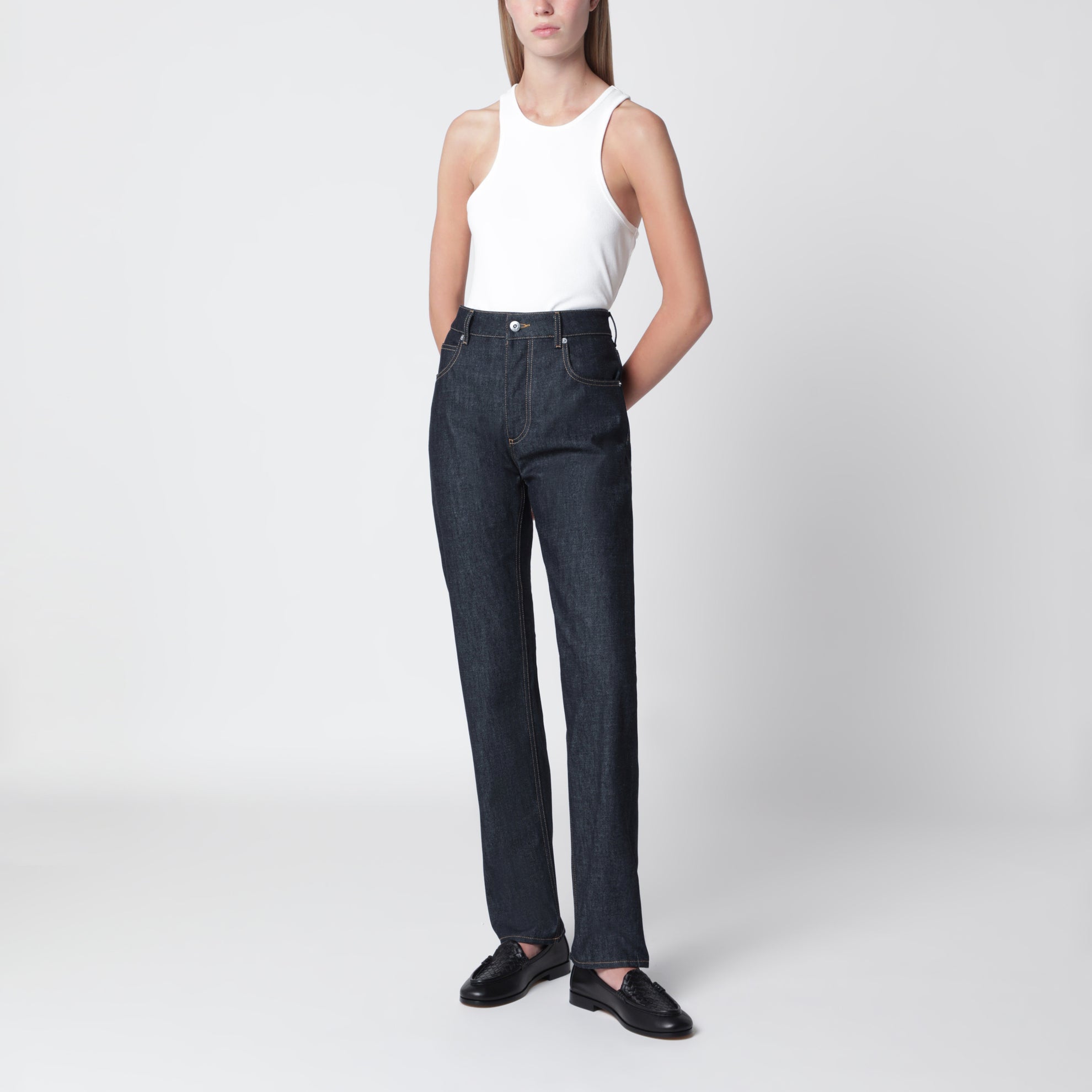 Jeans a gamba dritta blu scuro