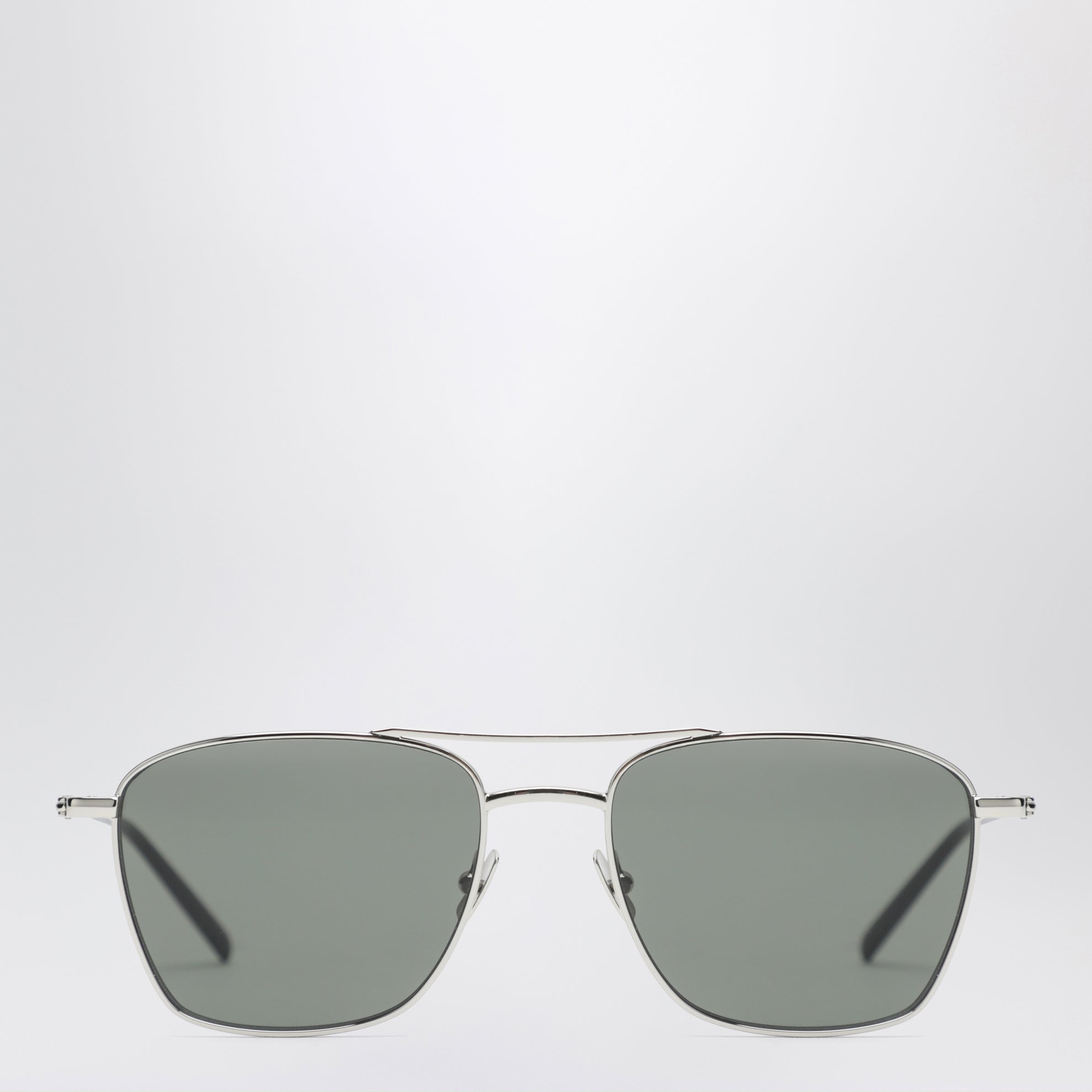 Silver rectangular metal sunglasses