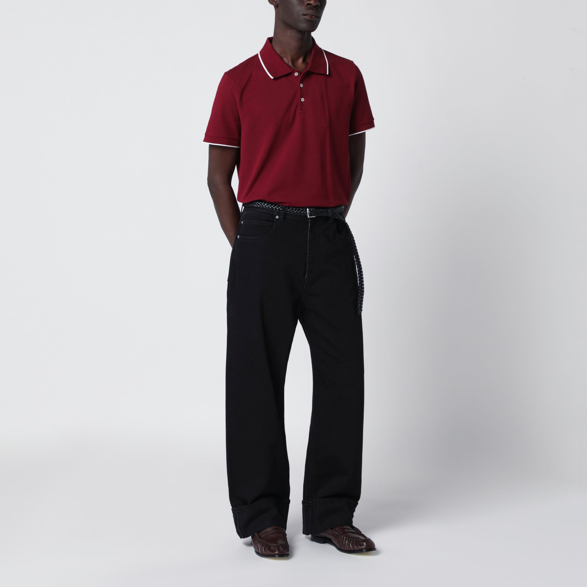 Polo bordeaux Cassandre in piqué di cotone