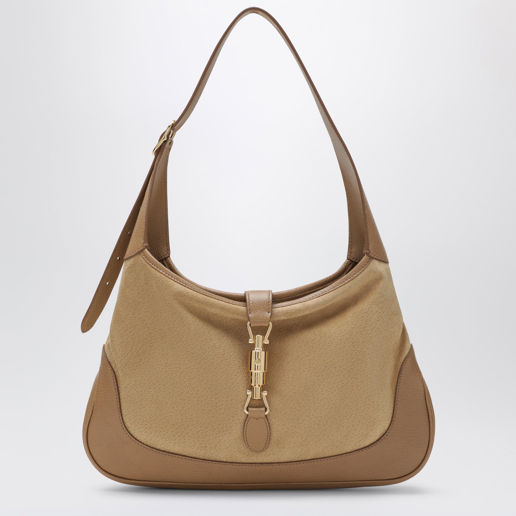 Gucci Jackie 1961 Schultertasche in mittlerer Größe in Sandfarbe