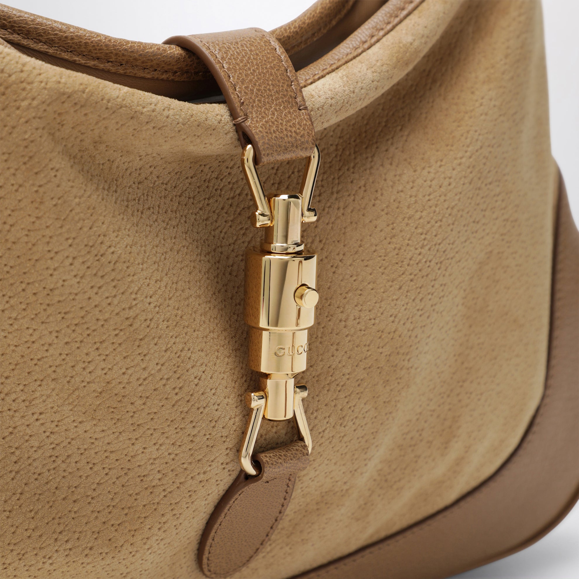 Gucci Jackie 1961 Schultertasche in mittlerer Größe in Sandfarbe