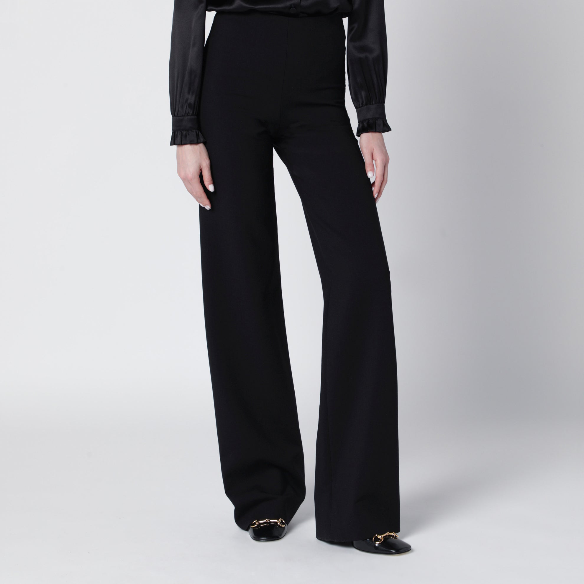 Black Stretch Technical Wool Trousers