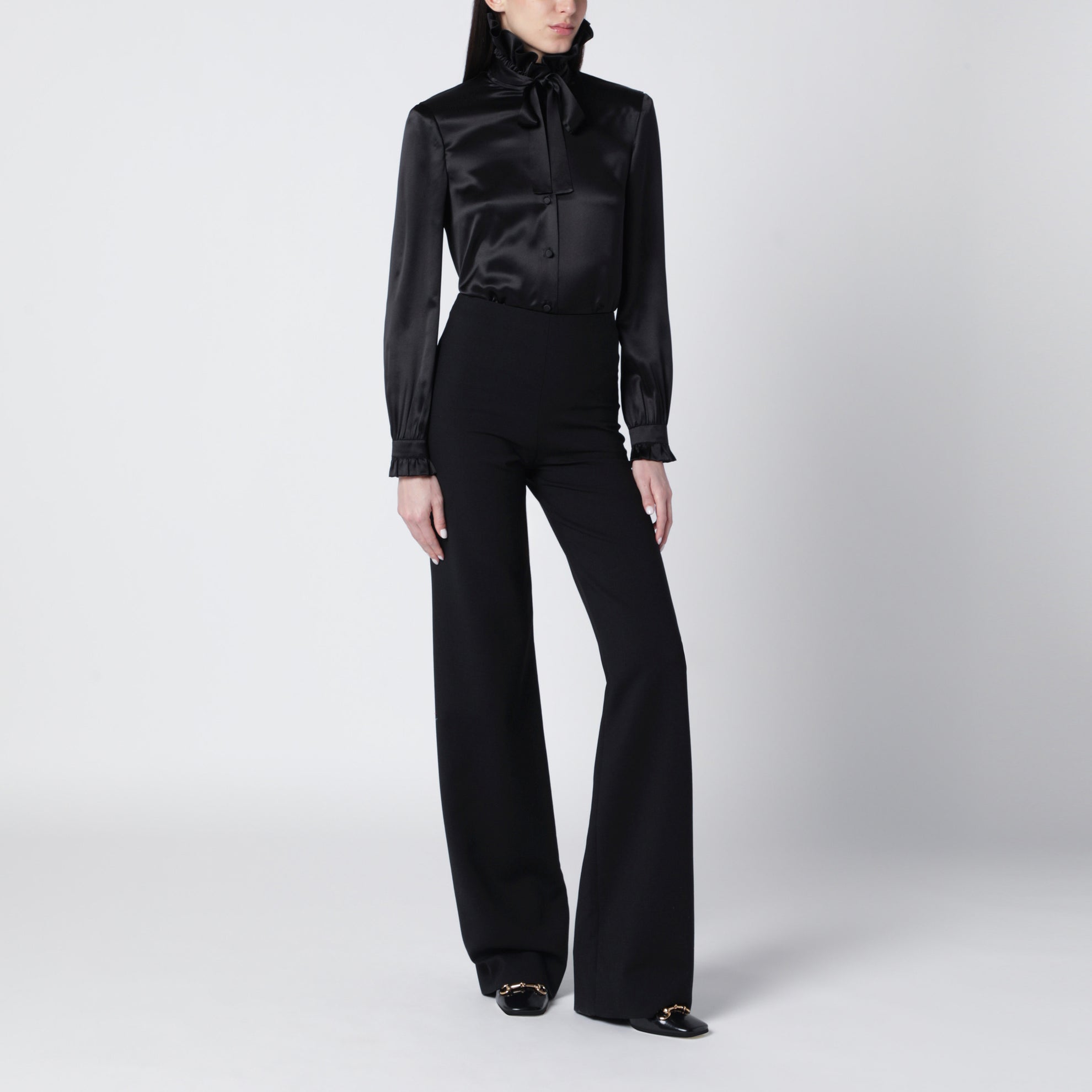 Black Stretch Technical Wool Trousers