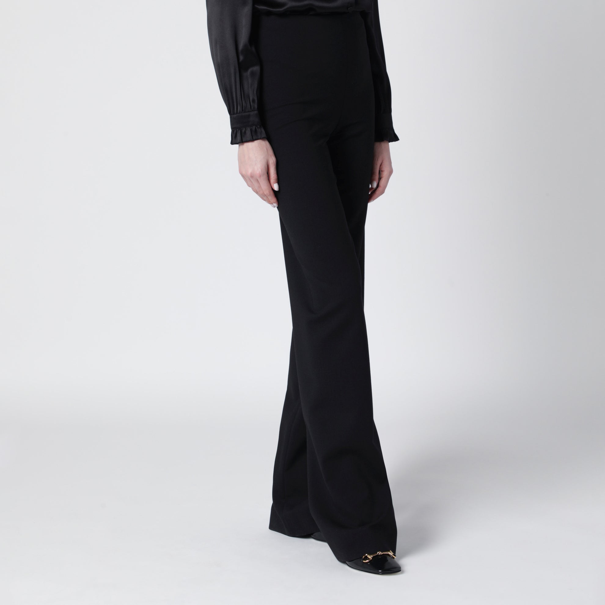 Black Stretch Technical Wool Trousers