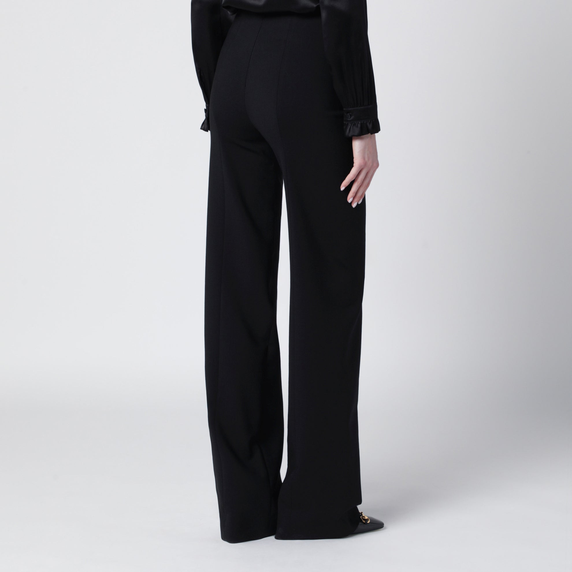 Black Stretch Technical Wool Trousers