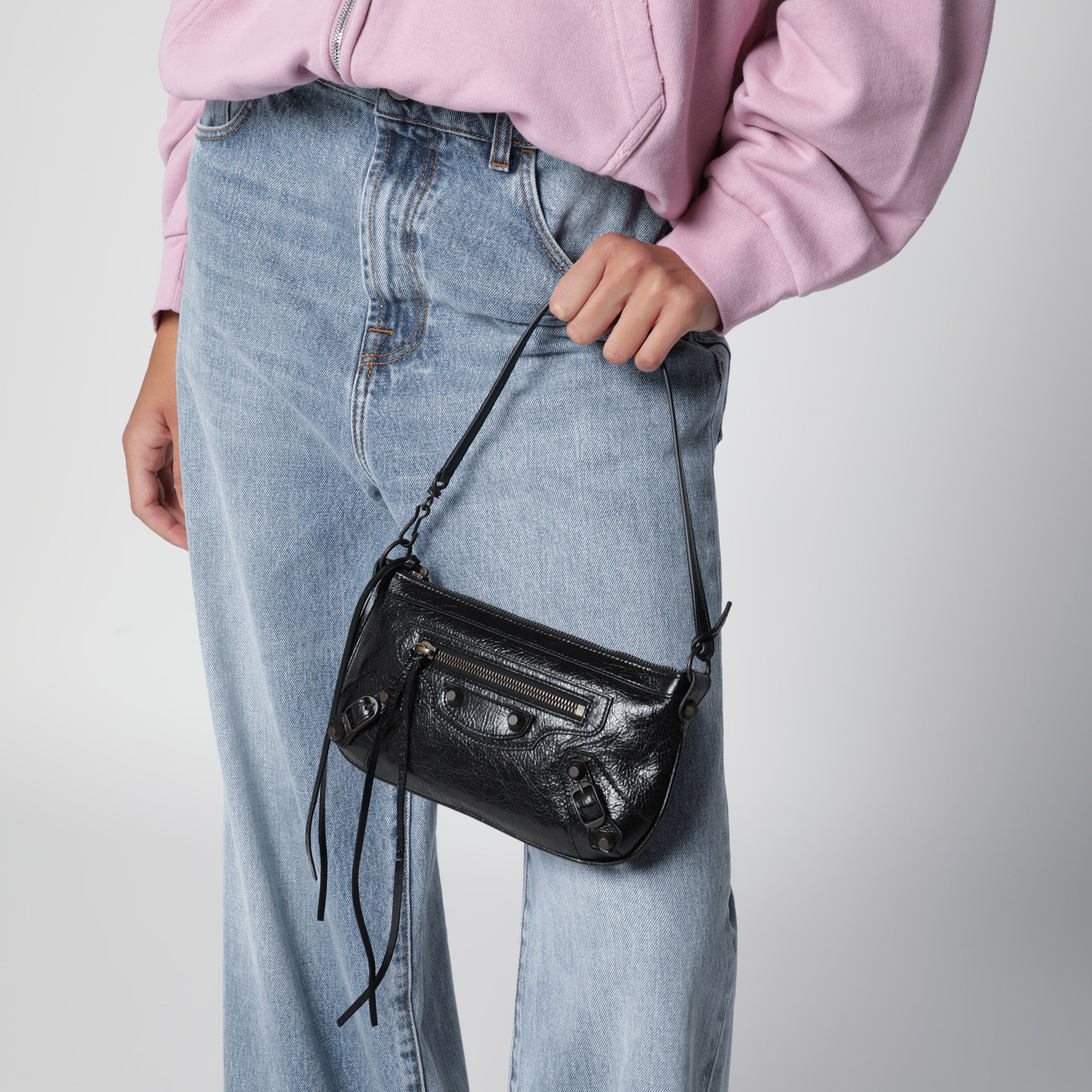Le City schwarze Pouch aus Arena-Lammleder
