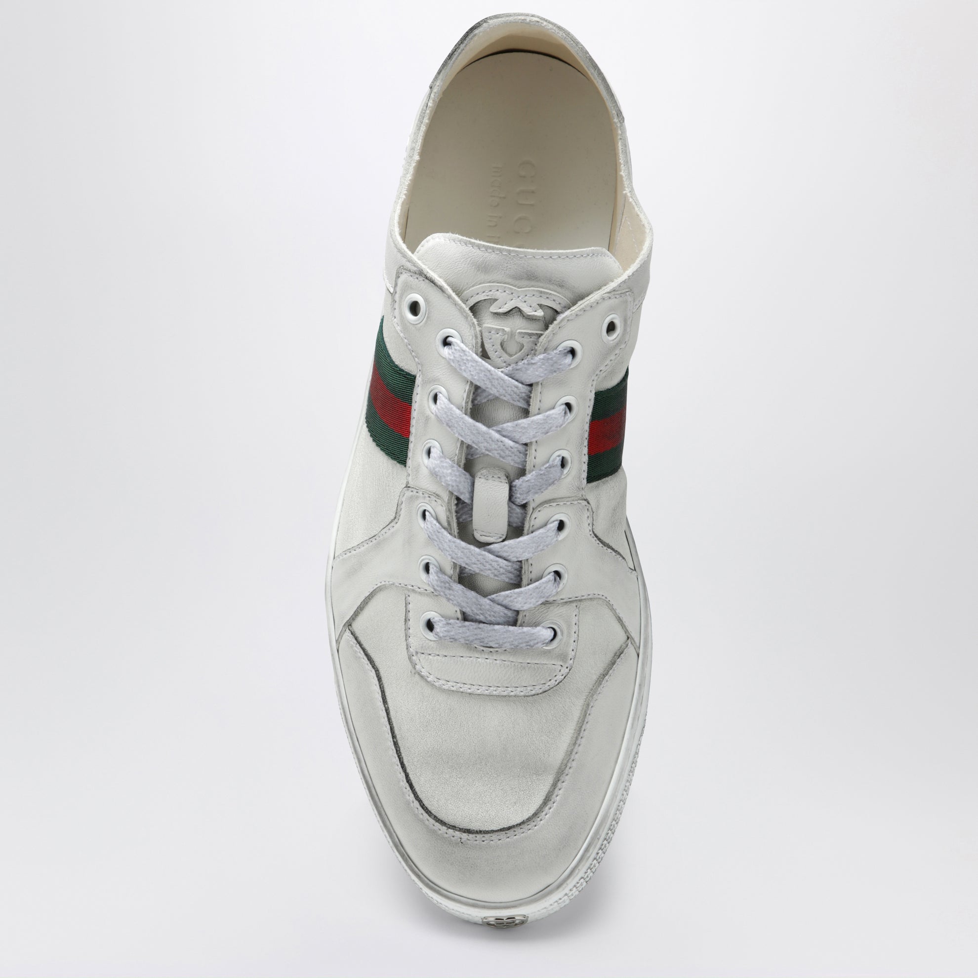 Stretch Sneakers in white leather with worn effect