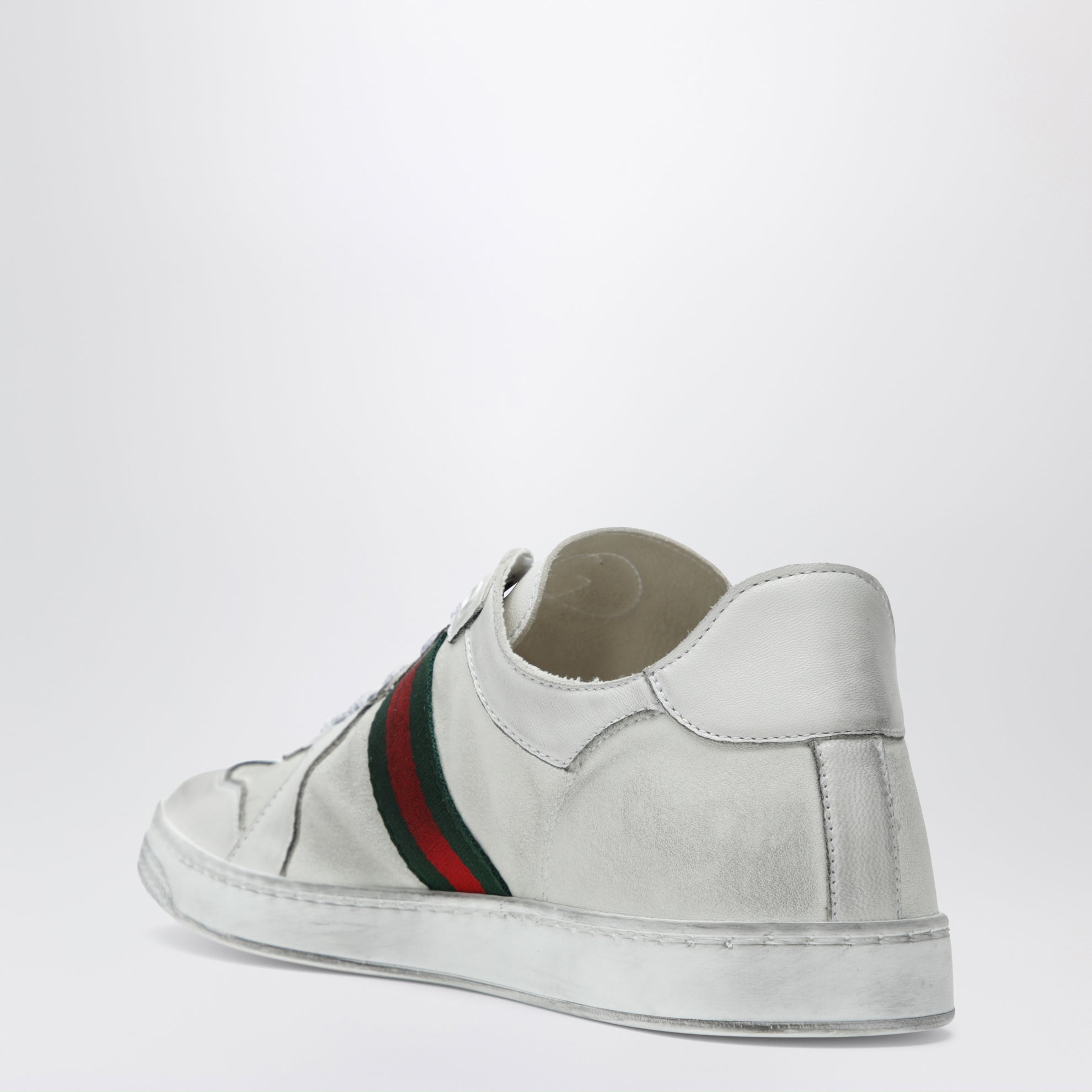 Stretch Sneakers in white leather with worn effect