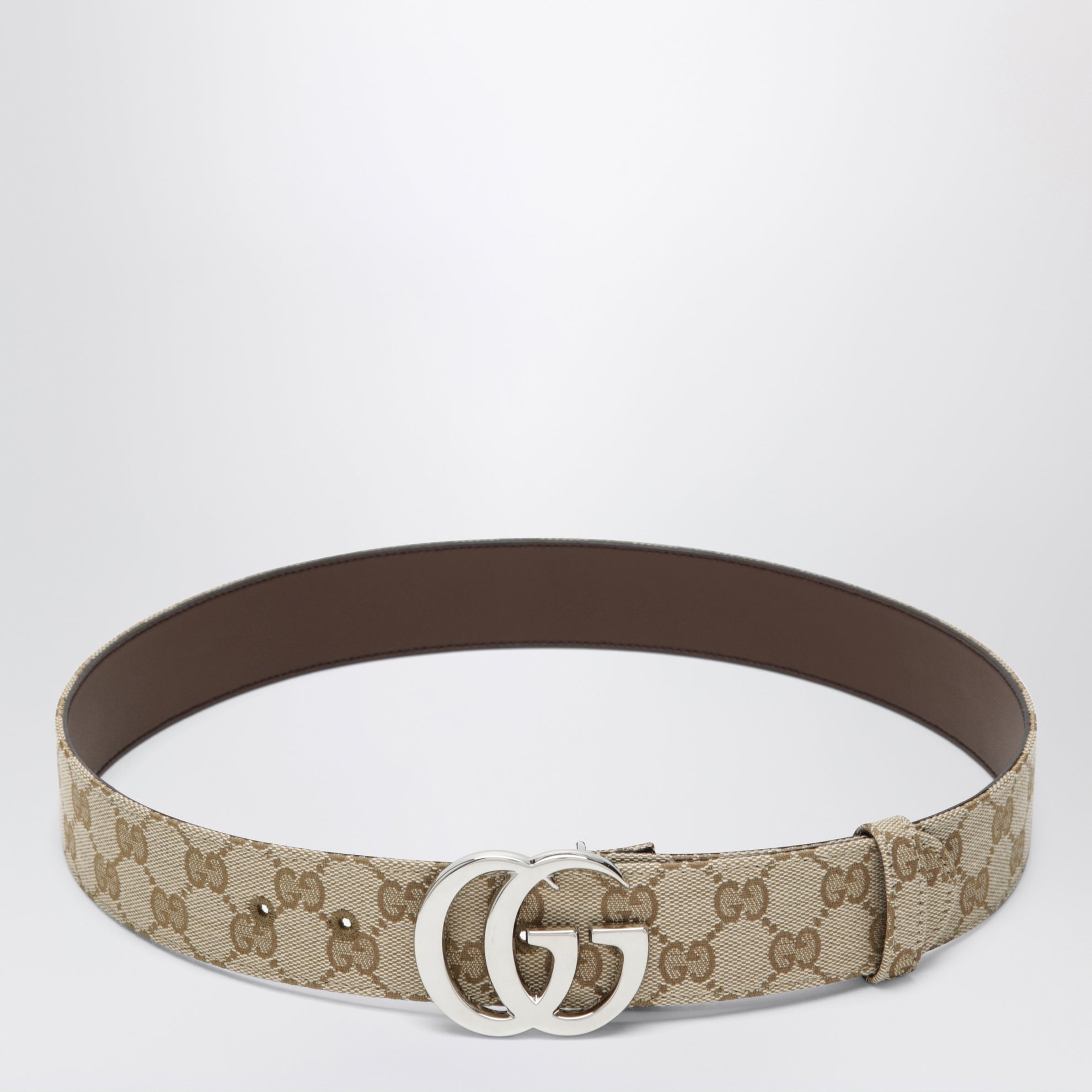 Ceinture plate Marmont en toile GG sable