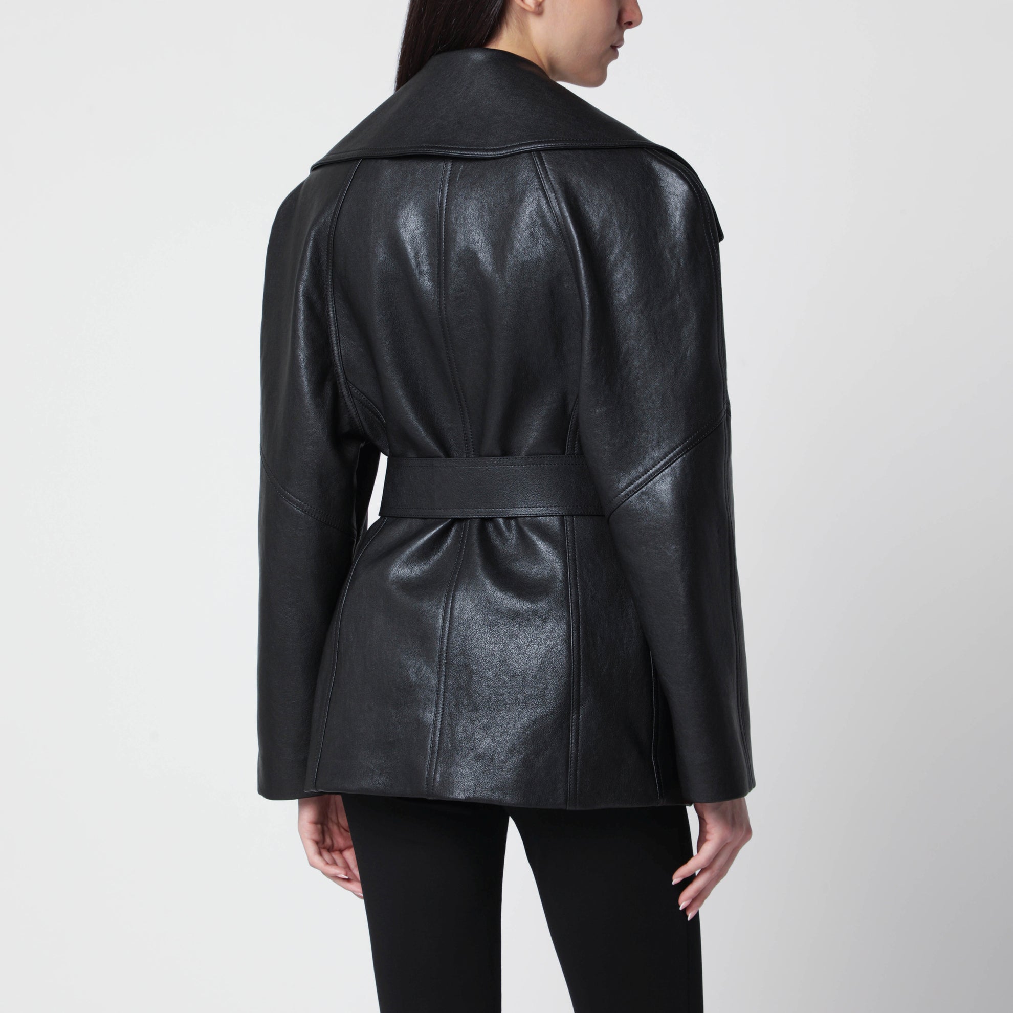 Black leather jacket with Dionysus belt