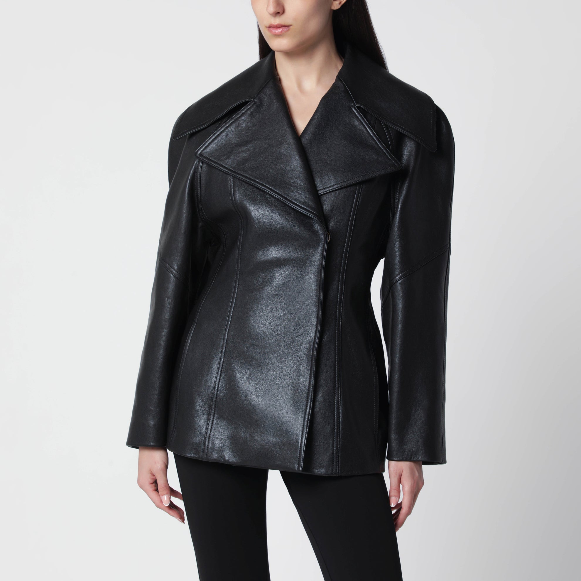 Black leather jacket with Dionysus belt