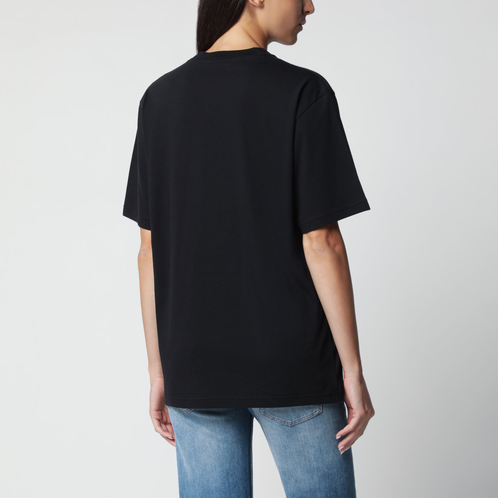 T-shirt in jersey cotone e seta con stampa logo