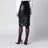 Black crinkled calfskin belted pencil skirt