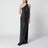 Robe longue asymétrique en jersey noir à cristaux
