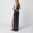 Robe longue asymétrique en jersey noir à cristaux