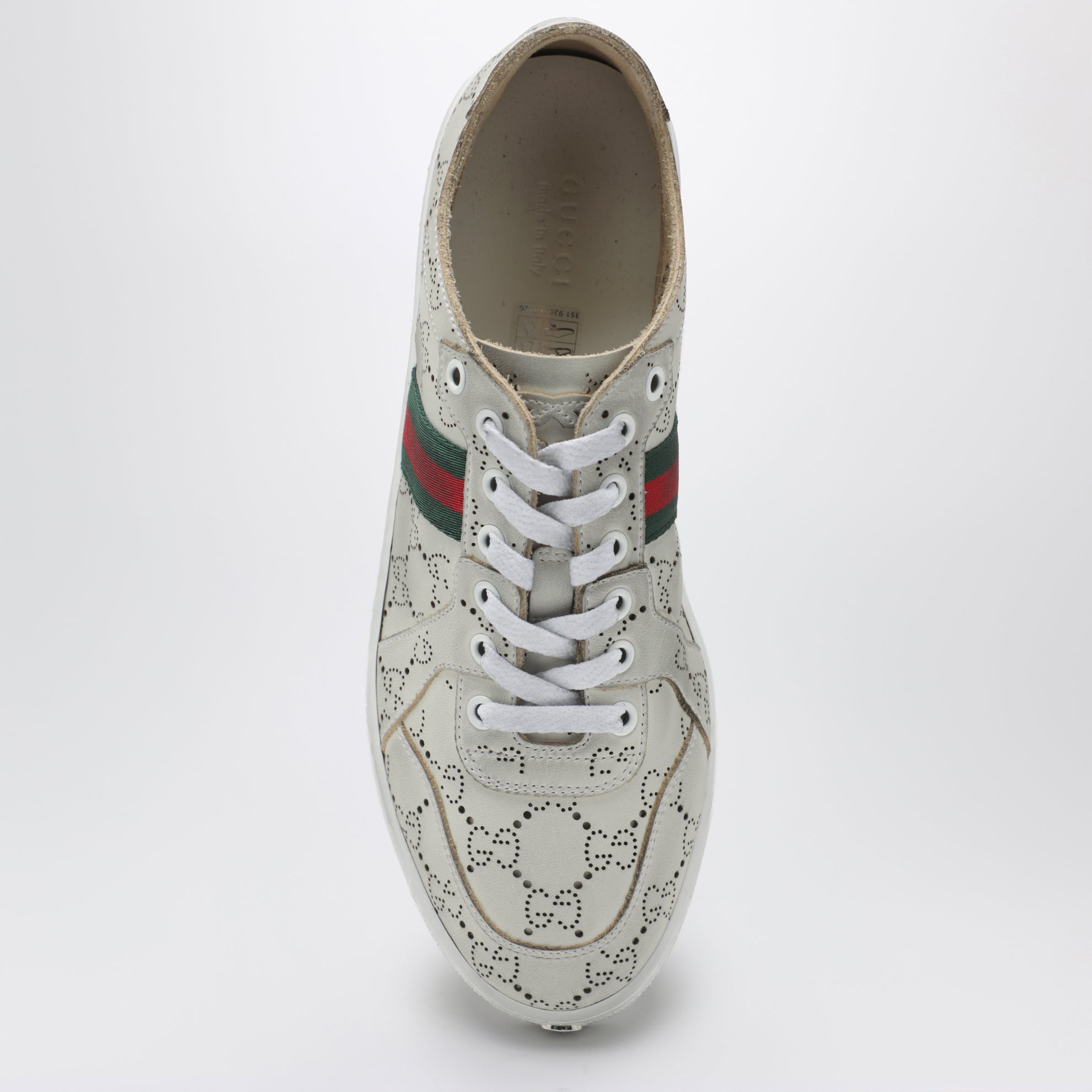 White Stretch Sneakers with laser-cut GG motif