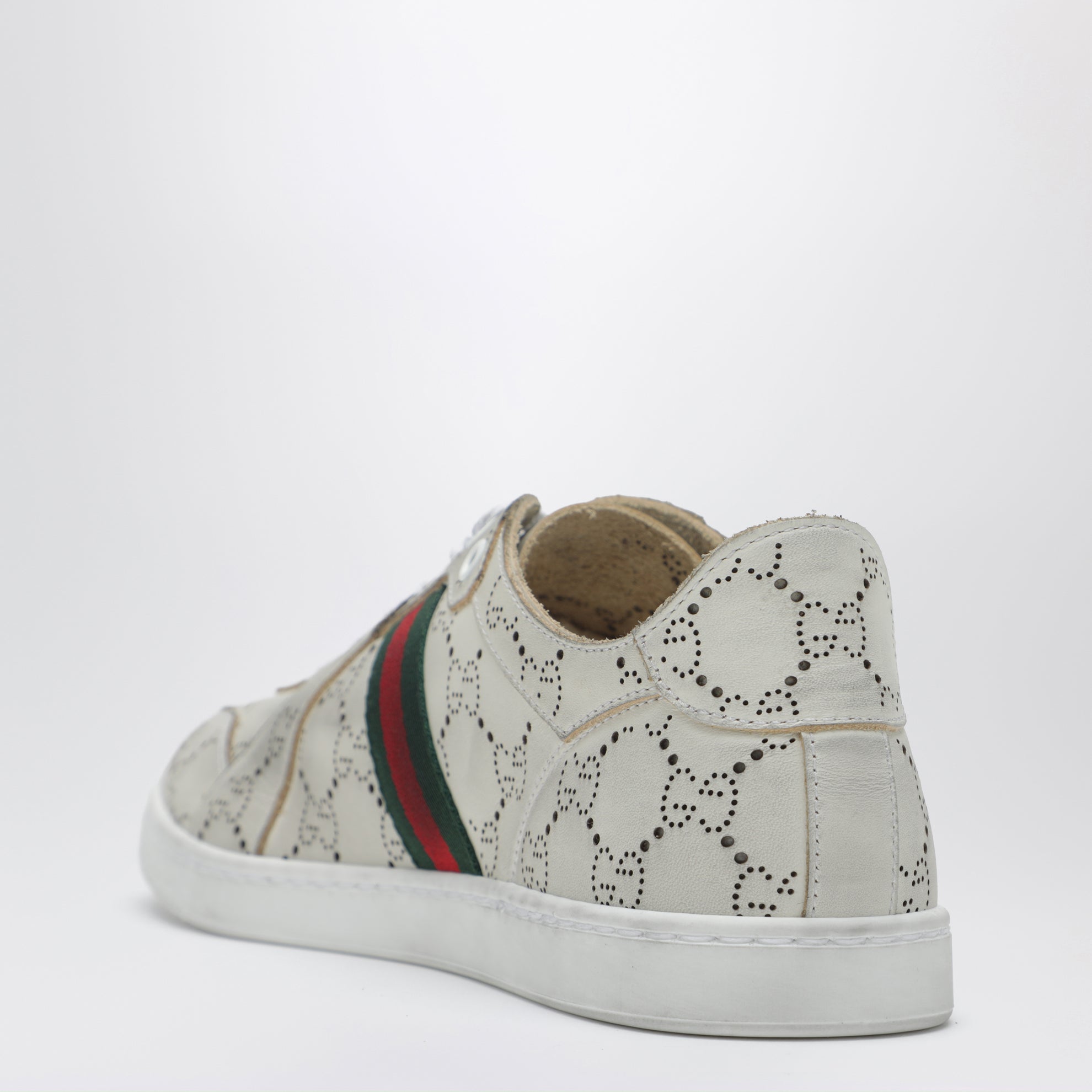 White Stretch Sneakers with laser-cut GG motif