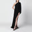 Langes One-Shoulder-Kleid aus schwarzem Viskose-Jersey
