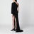 Langes One-Shoulder-Kleid aus schwarzem Viskose-Jersey
