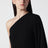 Langes One-Shoulder-Kleid aus schwarzem Viskose-Jersey