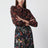 Printed silk shirt with bow in black/red