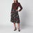 Printed silk shirt with bow in black/red