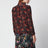 Printed silk shirt with bow in black/red