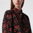 Printed silk shirt with bow in black/red
