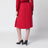 Gonna midi plissettata in seta jacquard rosso fuoco