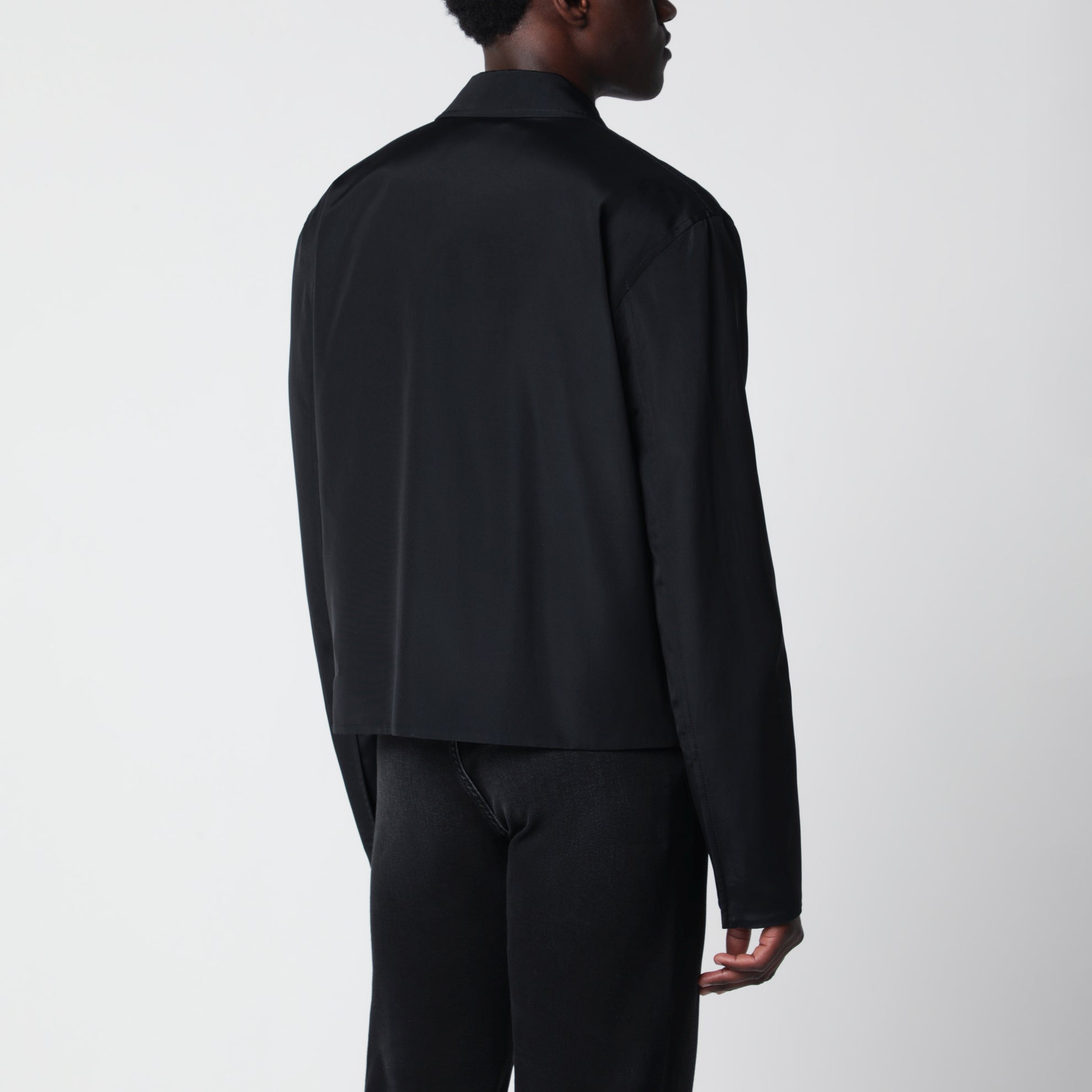 Schwarze Jacke mit Reißverschluss aus Baumwoll-Acetat