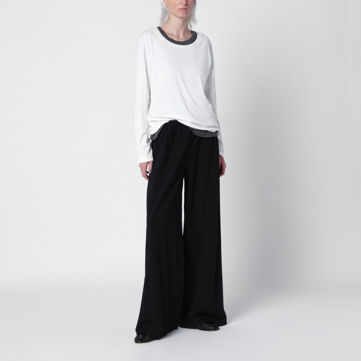 Pantaloni Gala neri in twill di lana