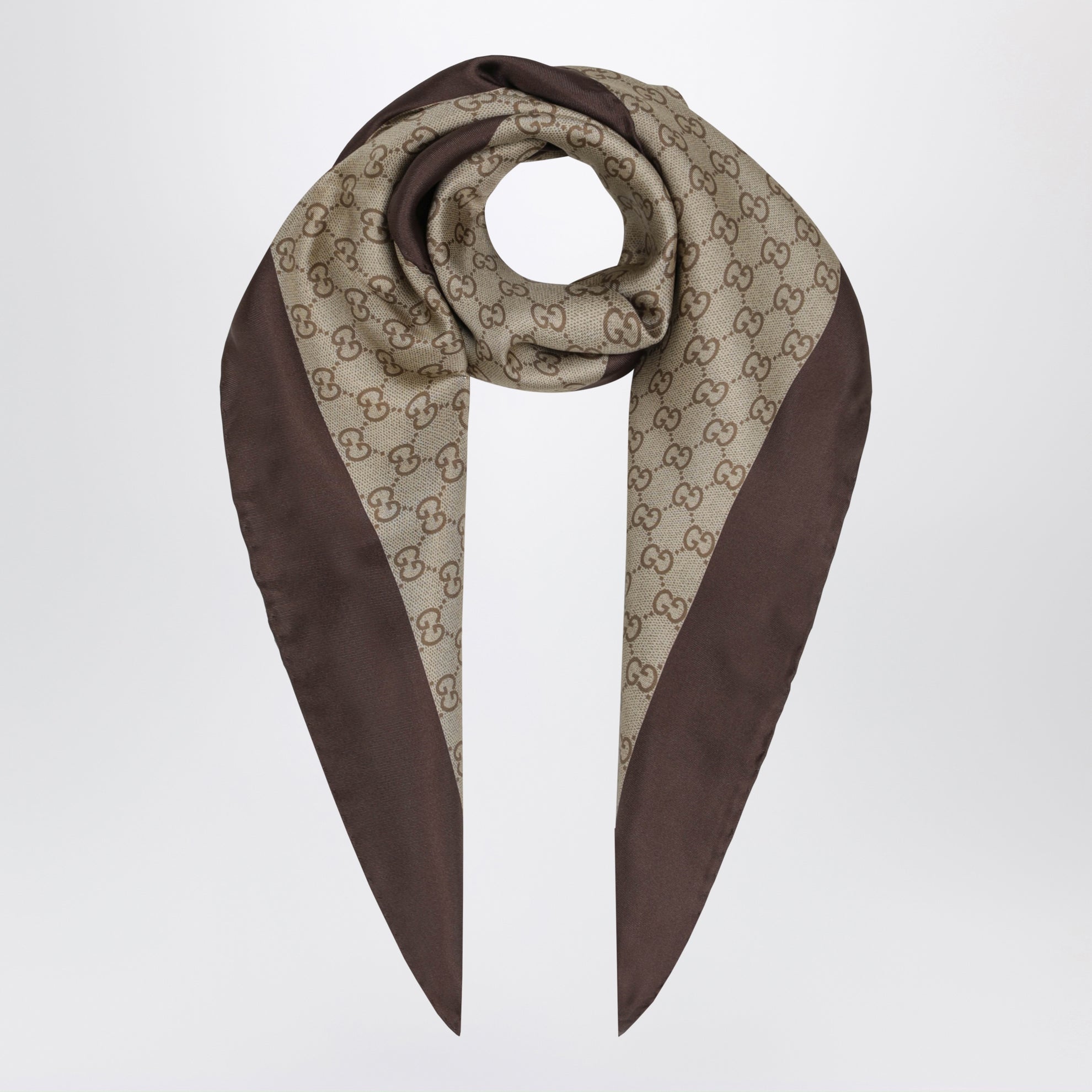 Carré in twill di seta stampata con stampa GG