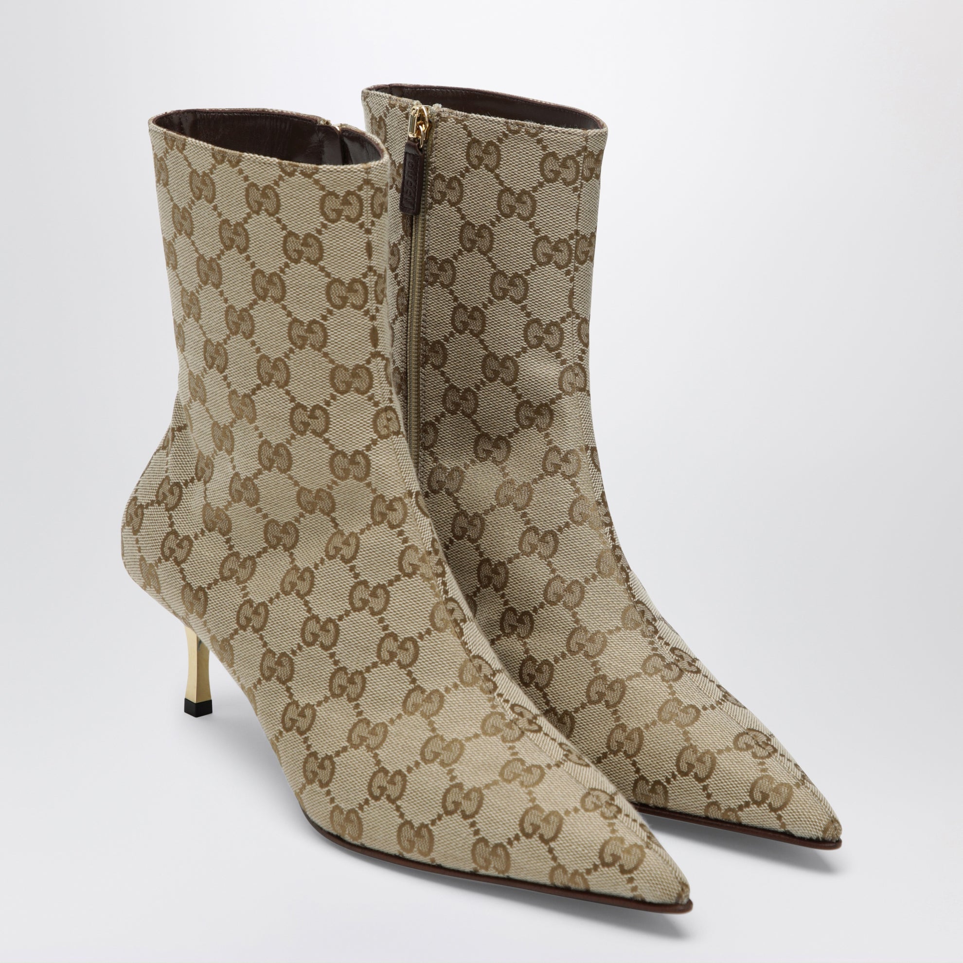Stivaletto Bombshell in tessuto GG color sabbia/marrone scuro