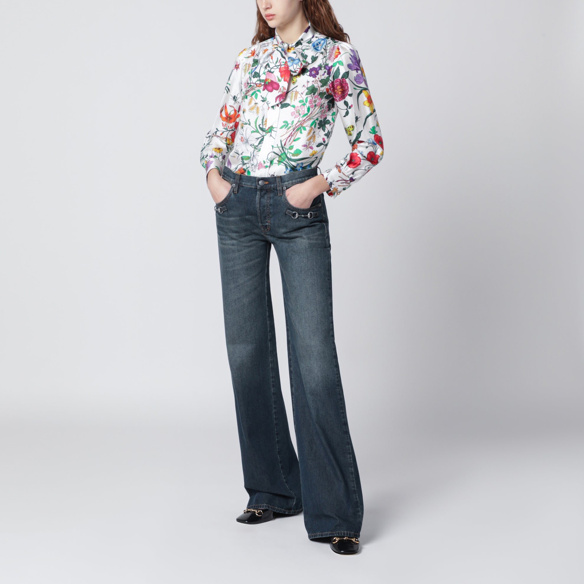 Silk Twill Shirt With Flora Print