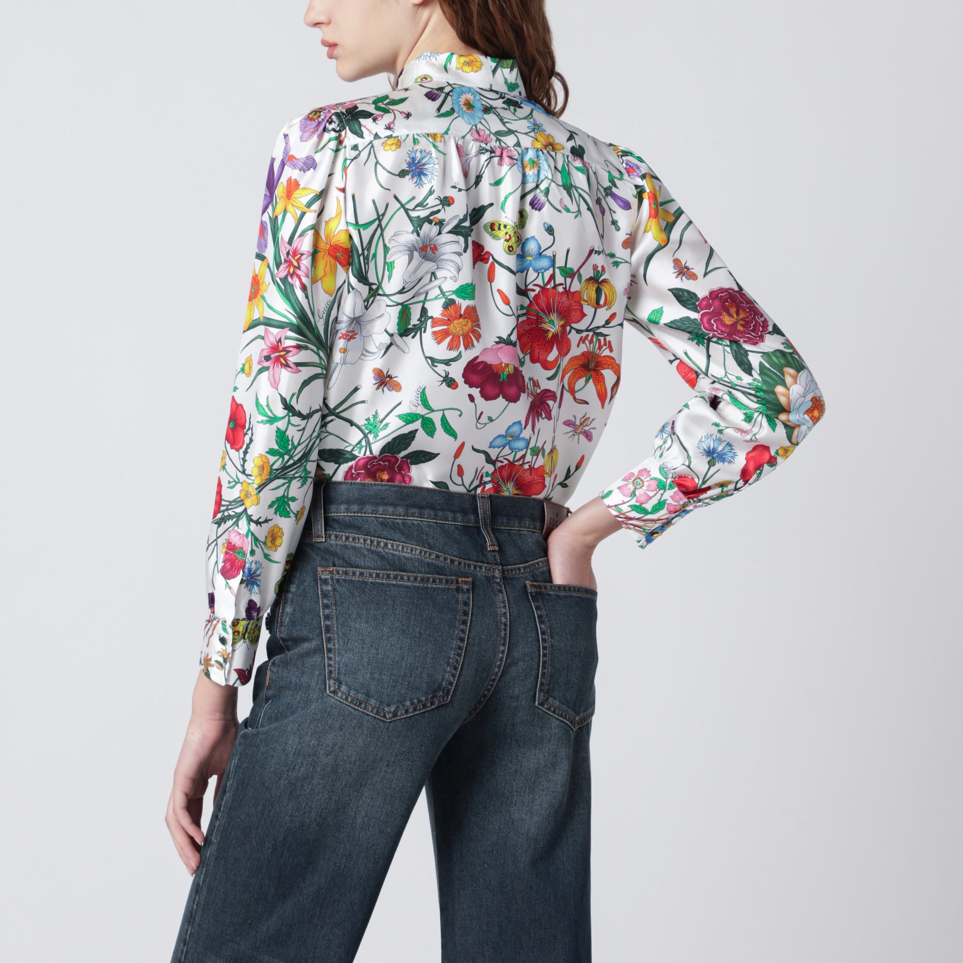 Silk Twill Shirt With Flora Print