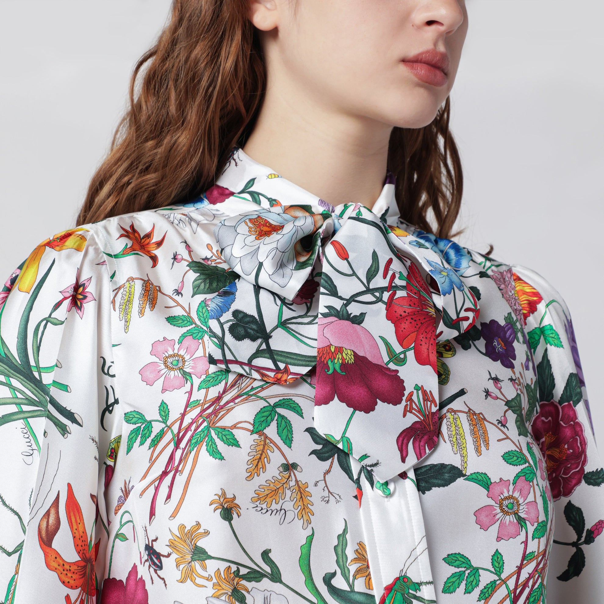 Silk Twill Shirt With Flora Print
