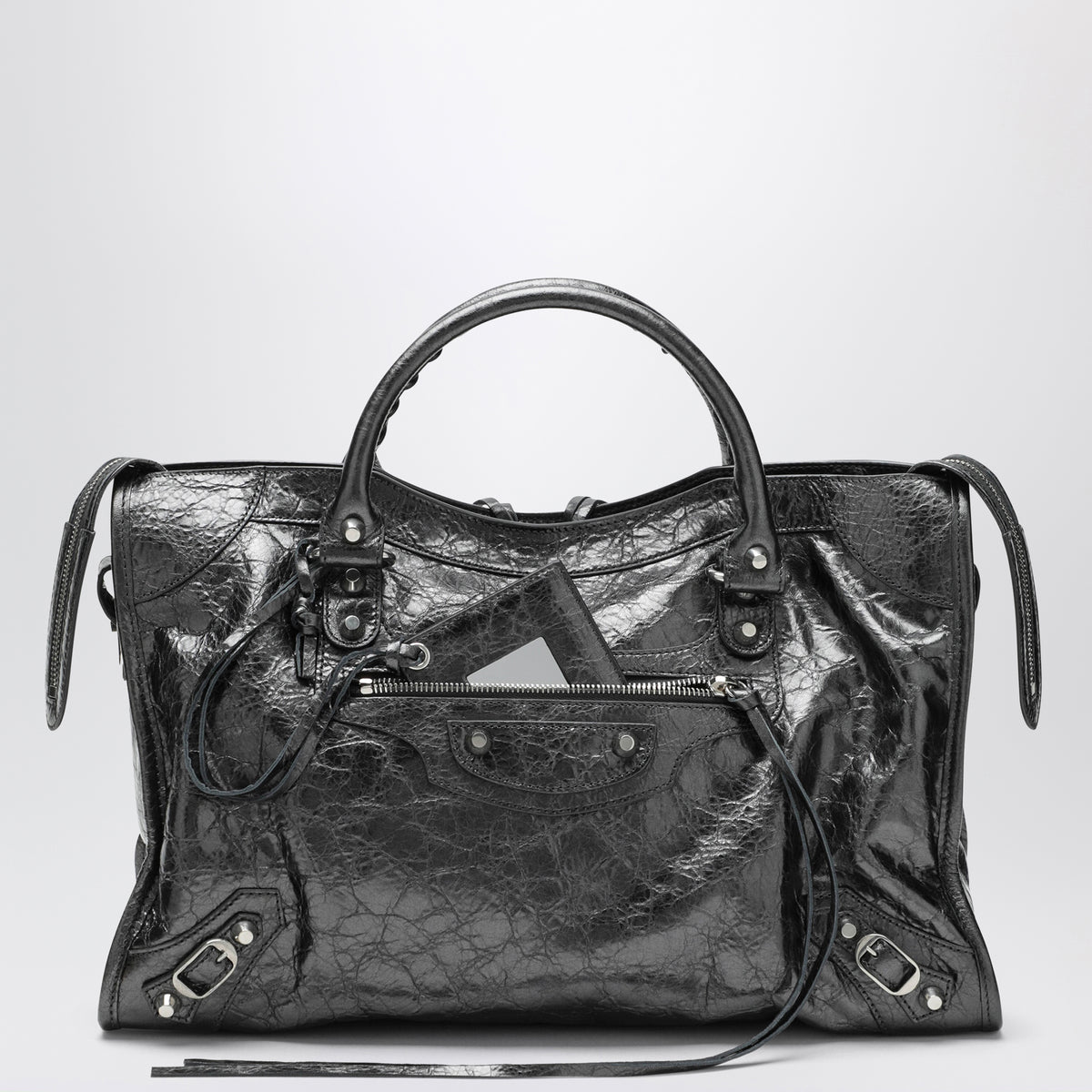 Le City Medium Tasche aus stahlgrauem Leder