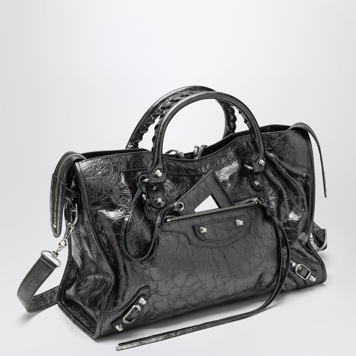 Le City Medium Tasche aus stahlgrauem Leder