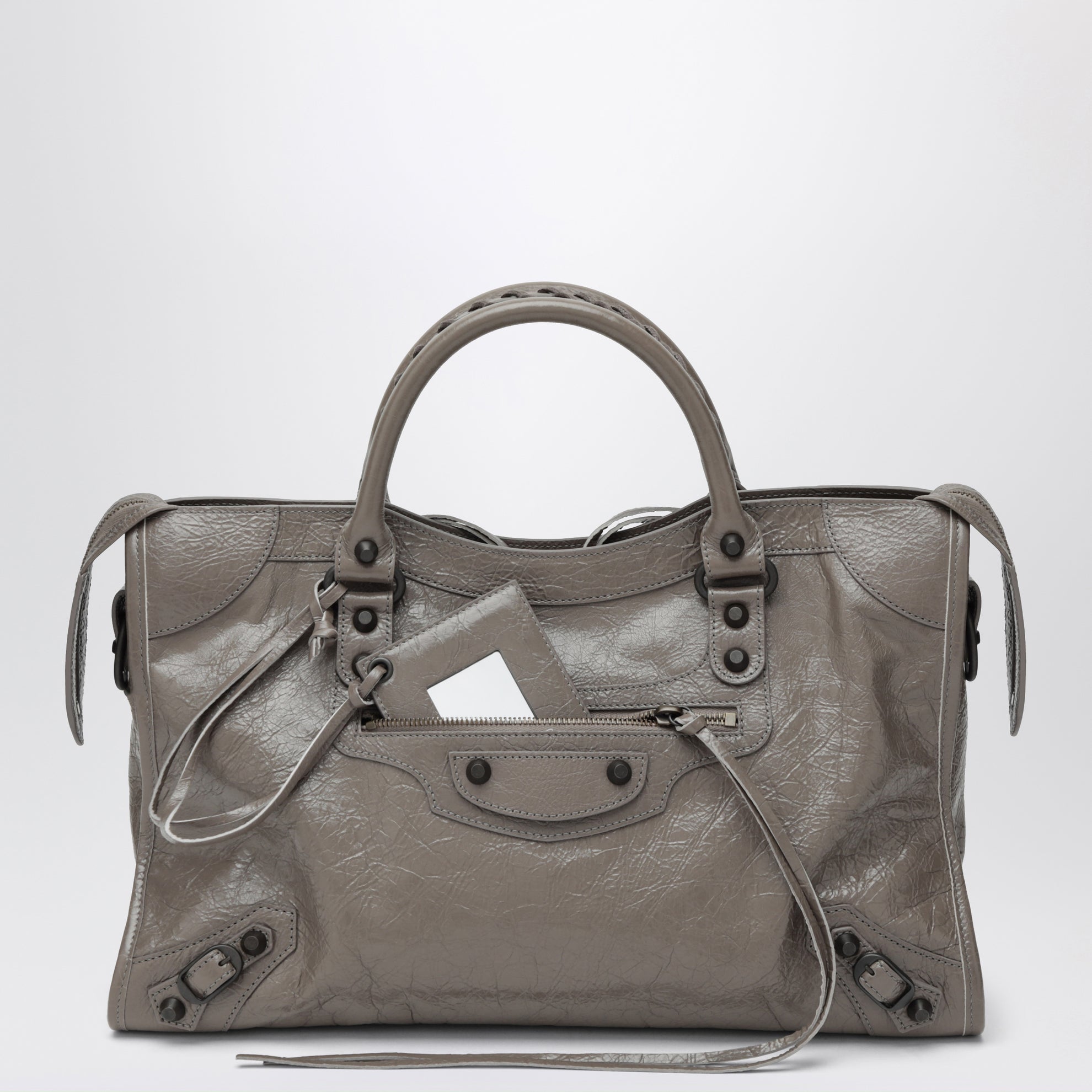 Le City medium handbag in dark walnut leather