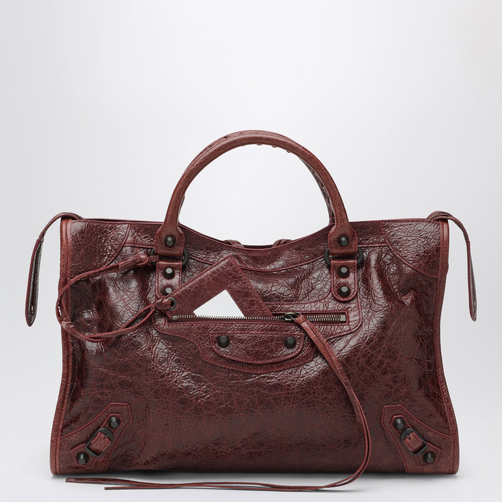 Sac à main Le City moyen en cuir couleur merlot