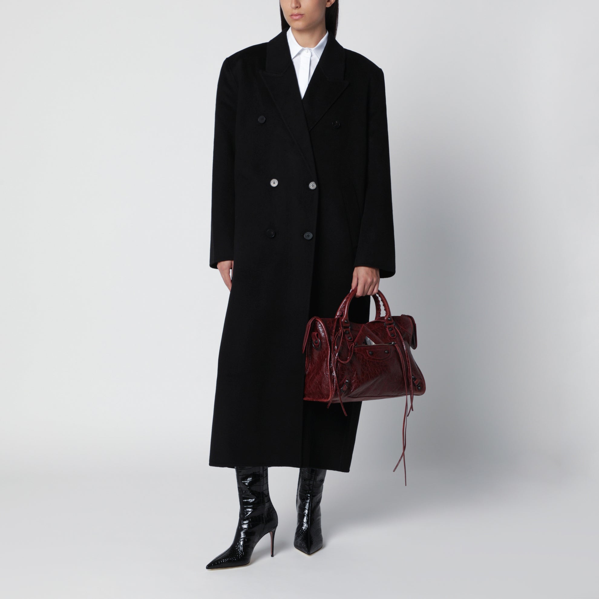 Sac à main Le City moyen en cuir couleur merlot