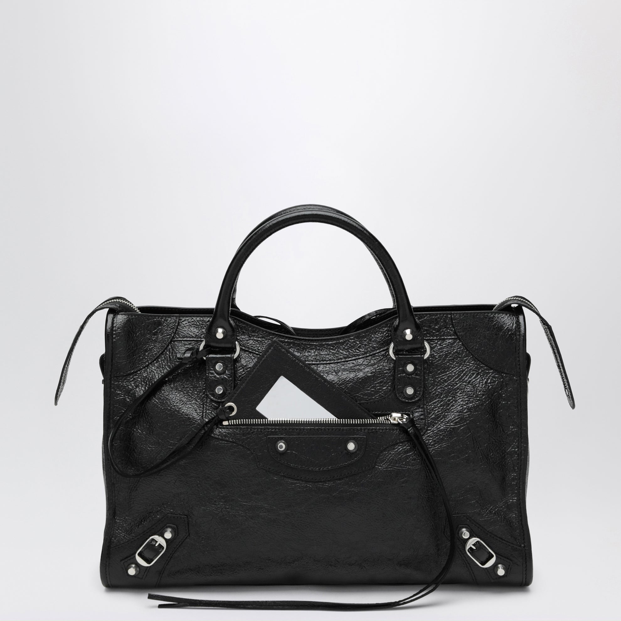 Sac Le City Media en cuir d’agneau noir