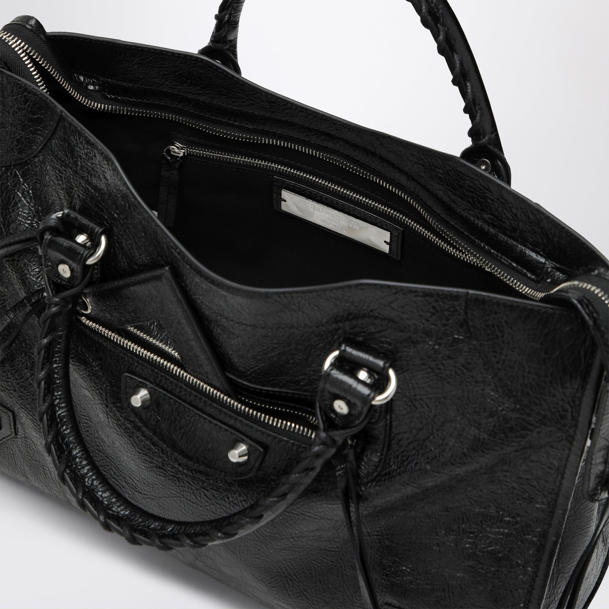 Sac Le City Media en cuir d’agneau noir
